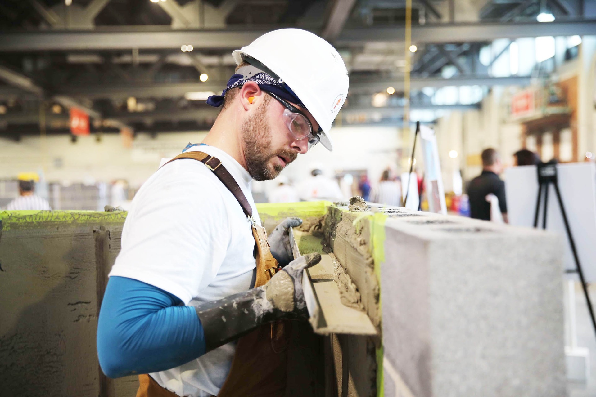 Union masonry craftsperson at work